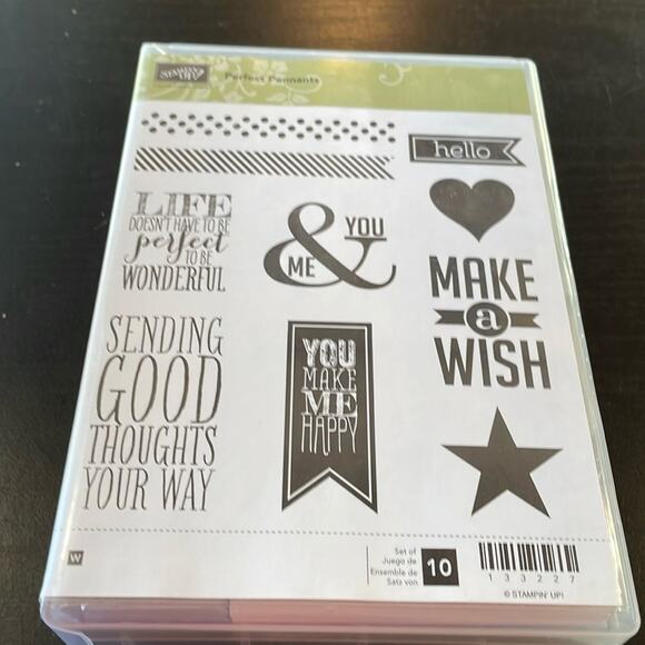 Stampin Up! - Perfect Pennants set wooden block set - Picture 1 of 3